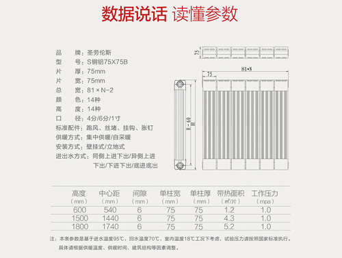  铜铝复合暖气片75-75